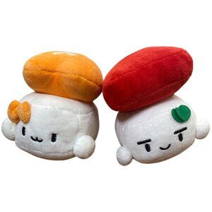 Kawaii Sushi Plush Set of 2 Cute Food Plush Cotton Food Shrimp Tuna Stuffed Toys
